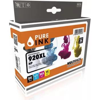 Pure Ink 170745990052 Druckerpatrone 4 Stück(e) Kompatibel Hohe (XL-) Ausbeute Schwarz - Cyan - Magenta - Gelb (HP920MP4)