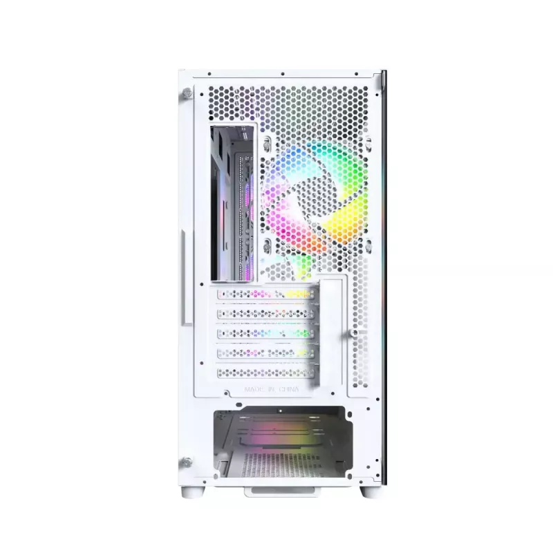 PC-Gehäuse Montech X5M (W) Micro Tower, Weiß — Micro-ATX/Mini-ITX, unterstützt ATX-Netzteile, 3x120 mm vorne, 1x120 mm hinten, 2x 3,5-Zoll-Schächte, 4x 2,5-Zoll-Schächte