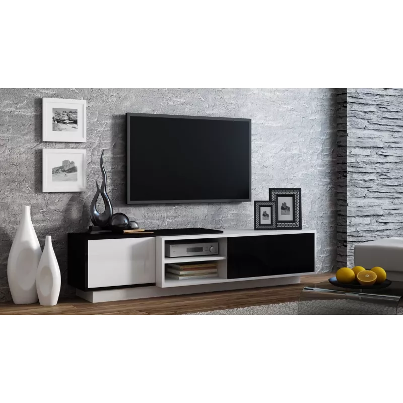 Cama TV-Schrank SIGMA1 180 weiß/schwarz glänzend