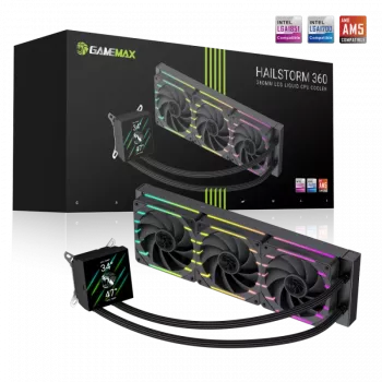 Gamemax | CPU-Flüssigkeitskühler | HAILSTORM 360 LCD | Schwarz
