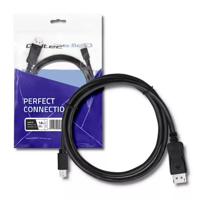 DisplayPort-Kabel Qoltec 50434 1,8 m Mini DisplayPort Schwarz