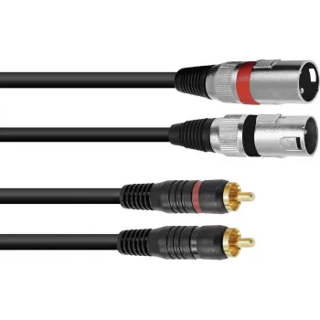 Audiokabel 1m Omnitronic 3022522B 2x XLR 2x RCA Schwarz