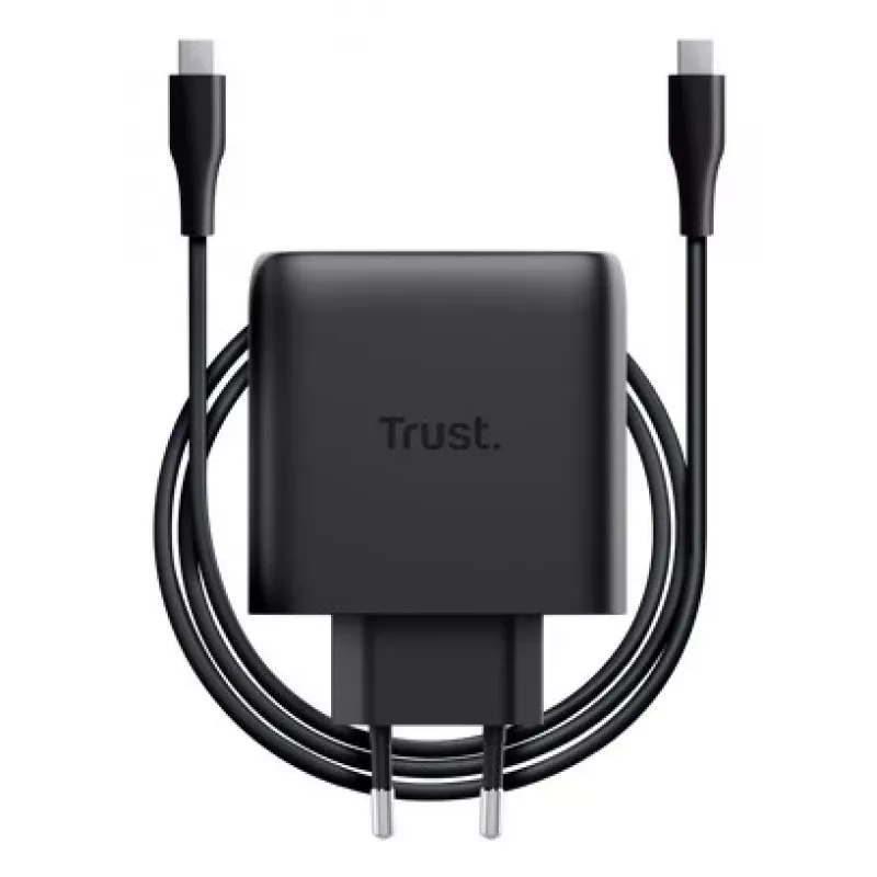 Ladegerät Trust Maxo 65W 2-Port USB-C GaN Ladegerät Schnellladen Schwarz