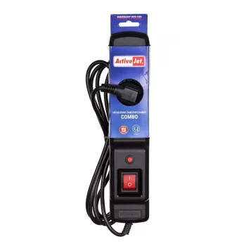 Activejet COMBO 3GN 3M schwarze Steckdosenleiste mit Kabel