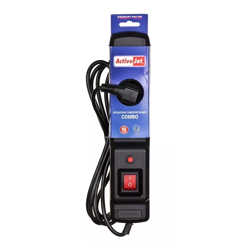 Activejet COMBO 3GN 3M schwarze Steckdosenleiste mit Kabel