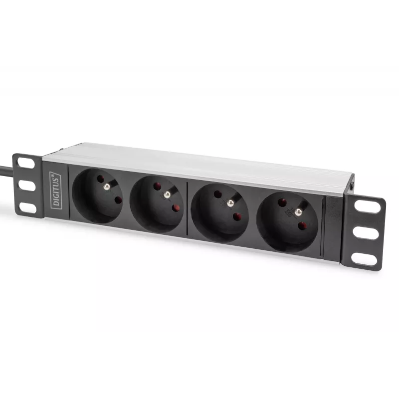 Digitus 10-Zoll-Steckdosenleiste Aluminiumprofil 4-fach CEE 7/5-Steckdosen 1U