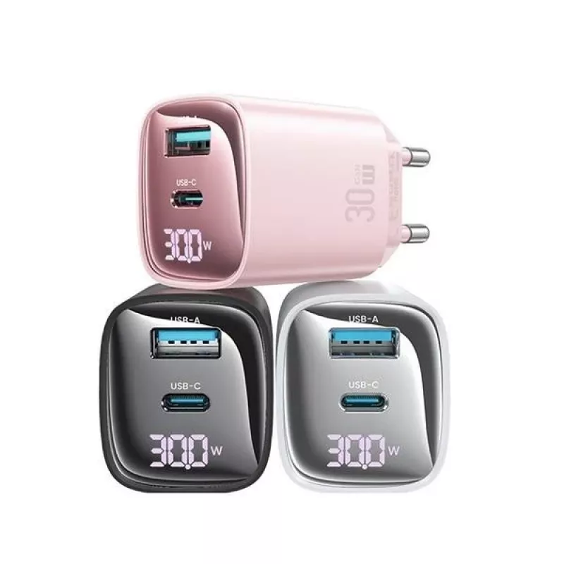 Ladegerät usams CC229 30W GaN USB-C und USB LED kompaktes Reiseladegerät
