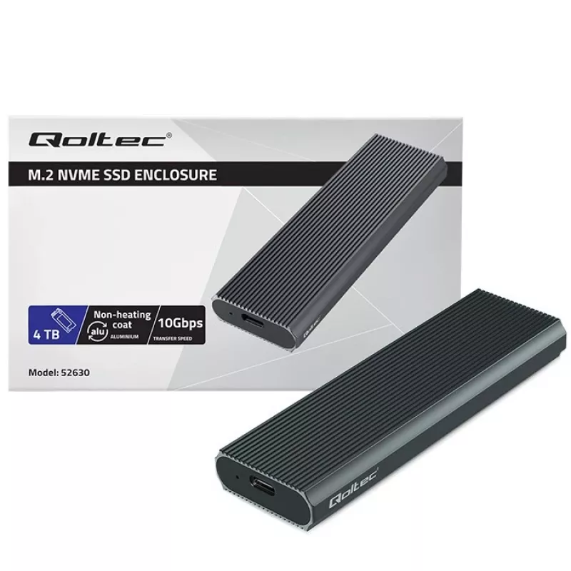 M.2 NVMe SSD-Gehäuse QOLTEC 52630 – USB 3.1 Gen2 10Gb/s, für M.2 NVMe-Laufwerke