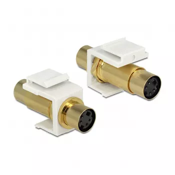 Keystone-Modul DELOCK 86338 — Mini-DIN 4 auf Mini-DIN 4, weiß, 22×40×15 mm