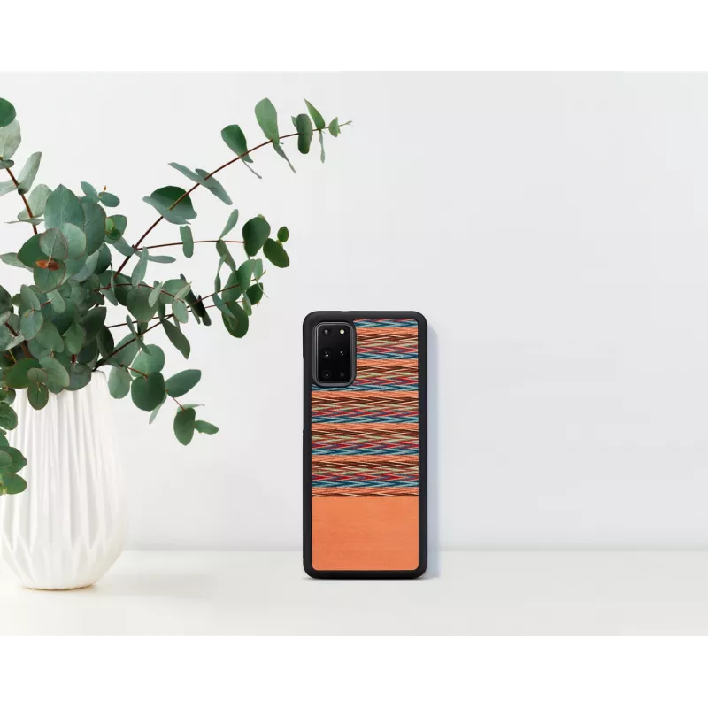 Handyhülle man and wood für Samsung Galaxy S20+ — braun kariert mit schwarzem Rand