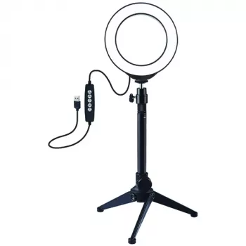 LED-Ringleuchte 12 cm mit Tischstativ bis 24,5 cm, USB, RGBW