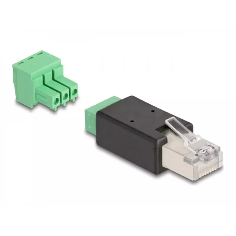 DeLOCK 66607 Kabel-Adapter RJ45 3-polige Klemmleiste Schwarz Grün