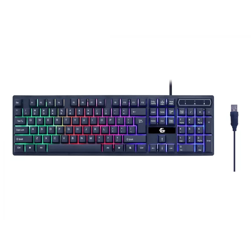 Gaming-Tastatur mit Maus GEMBIRD GGS-UMGL4-02 — Full-Size USB QWERTY US-Englisch, schwarz, LED-Hintergrundbeleuchtung