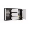 Kommode 2 Türen 3 Schubladen top e shop M-MP-K-MAL-2D3S-ANTBIA — Anthrazitrahmen, Weiße Türen, 1200×750×400 mm