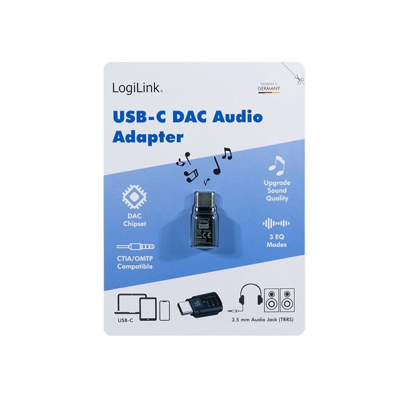 LogiLink USB-C DAC Audio Adapter. USB-C/M to 3.5 Mm/F. Schwarz