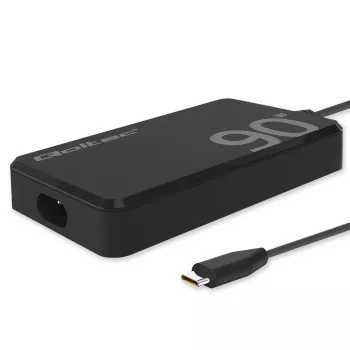 Qoltec 90W GaN Super Fast SLIM Wandladegerät | XP | 5-20V | 4,5A | USB-C 3.1 | Laptop | MacBook | Smartphone | + Kabel