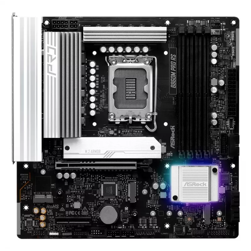 Motherboard ASROCK B860M Pro RS — Intel B860, LGA 1851, micro ATX, DDR5, 4× DIMM, 2.5Gb LAN, 1×PCIe5 x16