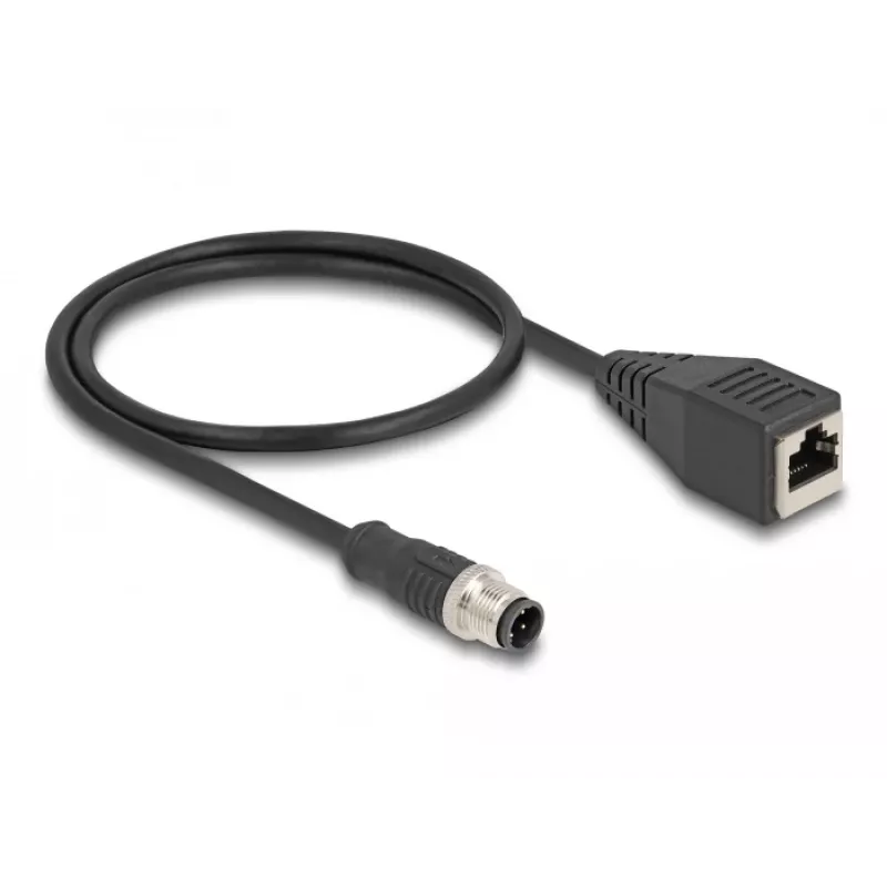 DeLOCK M12 Adapterkabel D-codiert 4-polig Stecker auf RJ45 Buchse 50 cm