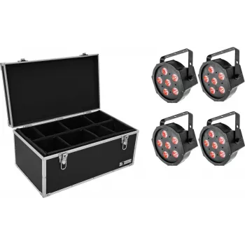 LED-Spot-Set EUROLITE SLS-6 TCL 4x mit Koffer TDV-1, 4-teiliges Kit, RGBW-Washlights