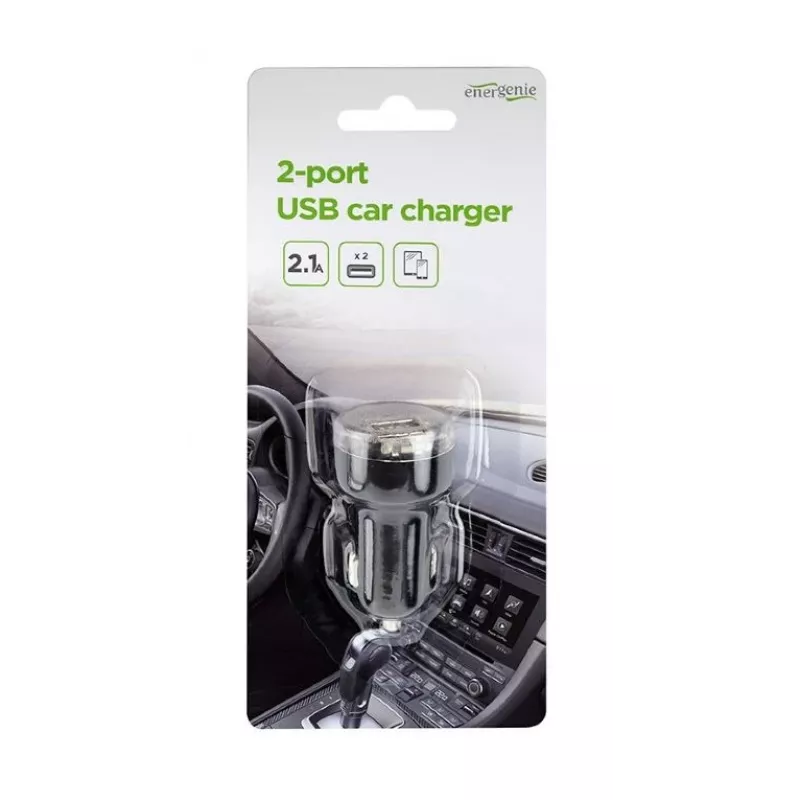 Auto-Ladegerät Gembird EG-U2C2A-CAR-02, 12–24V Eingang, 5V/2,1A Ausgang, 2× USB 2.0, schwarz