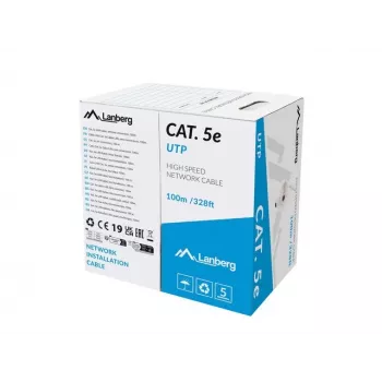 LAN-Kabel UTP Cat.5e 100m massiv grau CPR LANBERG