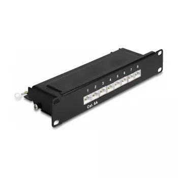 DeLOCK 10 Zoll Patch Panel 8 Port Cat.6A 1U schwarz