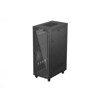 19 Zoll LANBERG Stand-Rack-Gehäuse FF01-6032-12BL 32U, schwarze Glastür