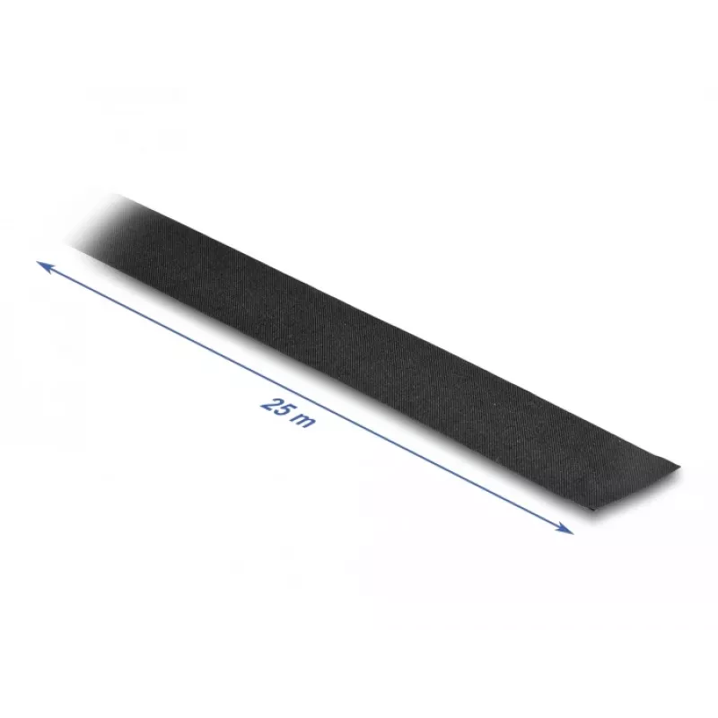 DeLOCK Stoffband 25 m x 25 mm reißbar selbstklebend schwarz