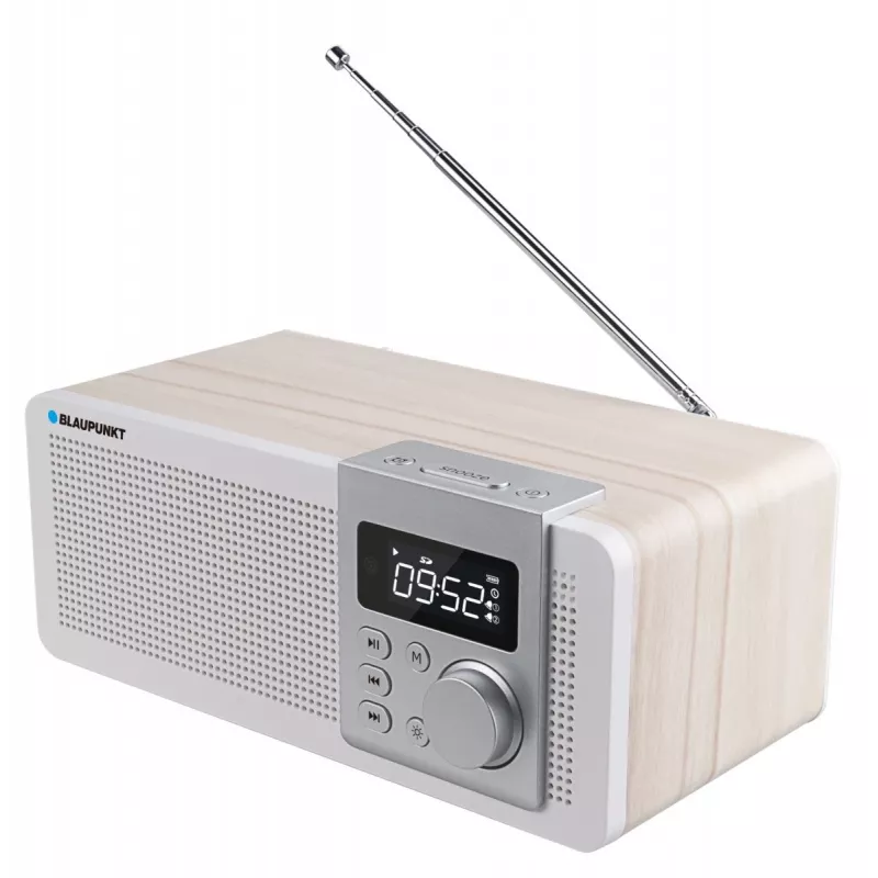 Tragbares Radio BLAUPUNKT PP14BT mit Bluetooth, MP3, MicroSD, USB und Wecker — 6 W, Batterie/Netzstrom, 230×118×90 mm