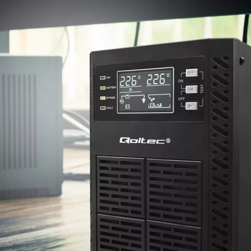 Qoltec 52281 USV (unterbrechungsfreie Stromversorgung) Doppelwandlung (Online) 2 kVA 2000 W 3 AC-Ausgänge