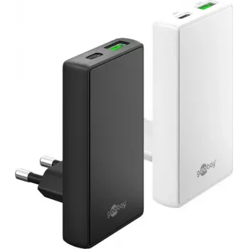 Goobay USB-C PD GaN Dual-Fast Charger 90° Flat 45 W schwarz - 1x -Anschluss (75719)