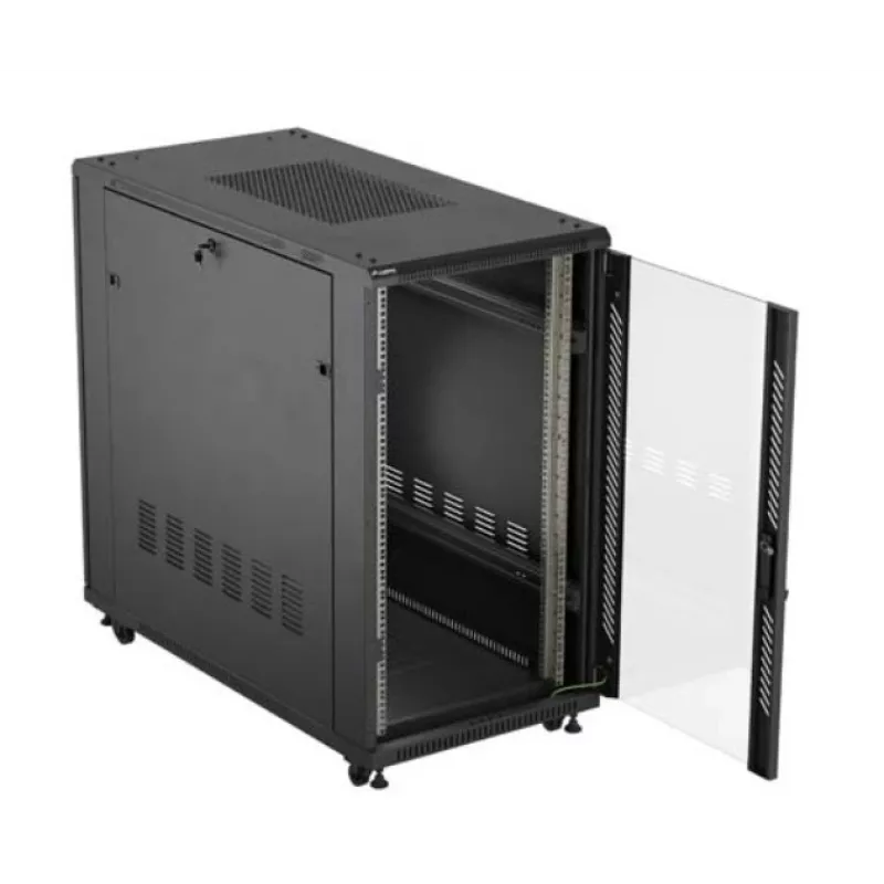 Rack-Schrank LANBERG FF01-6222-12B 22U 600x1200 mm schwarz mit Glasfront- und -rücktüren