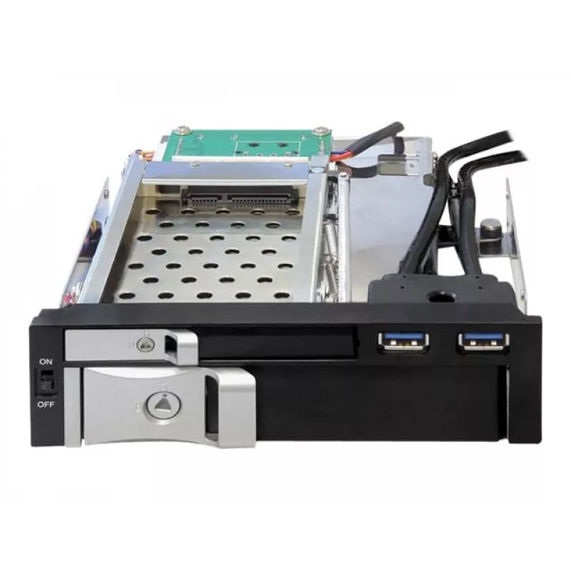 DeLOCK 5,25 Mobile Rack für 1 x 2,5 + 1 x 3,5 SATA HDD + 2 x USB3.0 Ports - mobiles Speicher-Rack - 6,4 cm, 8,9 cm (2.5, 8,90cm (3.5)) (47209)