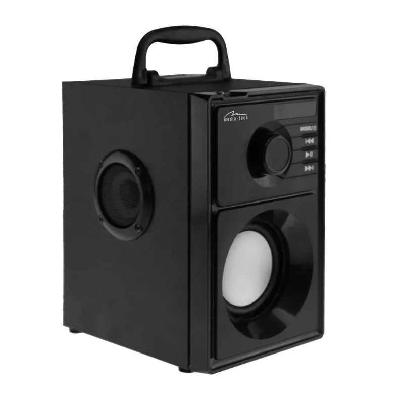 Tragbarer Lautsprecher MEDIA-TECH MT3179, 20 W (RMS 15 W), Bluetooth 5.1, FM, MicroSD, USB, AUX, Li-Ion, 6 h, Holzgehäuse