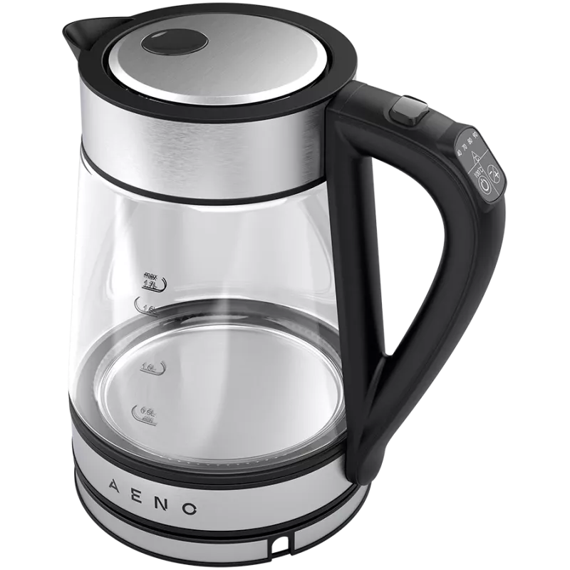 AENO EK1S Wasserkocher 1,7 L 2200 W Schwarz, Silber, Transparent