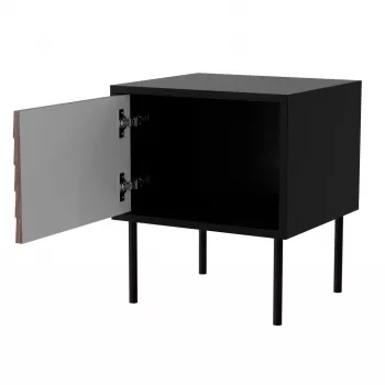 Nachtschrank, 2 Stk. CORTINA 45x40x51 schwarz/Walnuss