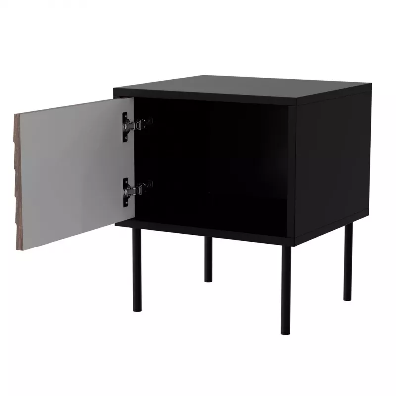 Nachtschrank, 2 Stk. CORTINA 45x40x51 schwarz/Walnuss