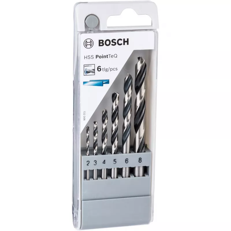 Bosch HSS-Spiralbohrer PointTeQ Sets, Bohrer, Spiralbohrer, 8 mm, 117 mm, Metall, 7,5 cm