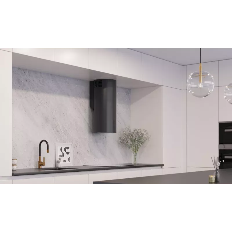 Dunstabzugshaube MAAN ELBA 2 W 731 Schwarz, Abluft/Umluft, Aluminium-Fettfilter, 4 Geschwindigkeiten, 61 dB