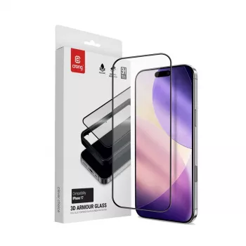 Montagerahmen für Schutzglas aus gehärtetem Glas von Crong für iPhone 17 (Modell CRG3DAGIP1763)