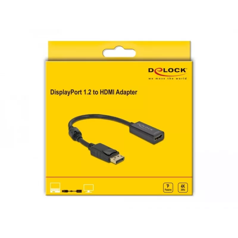 Adapter DisplayPort 1.2 Stecker auf HDMI Buchse 4K DeLOCK 63559