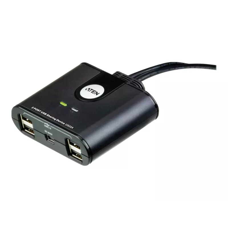 USB 2.0 2-Port Peripherie-Sharing-Gerät ATEN US224AT — USB Typ-A, 1,8 m Kabel, schwarz