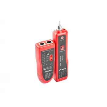 LANBERG Netzwerkkabeltester NT-0501 — RJ-11/RJ-12/RJ-45-Unterstützung, max. Länge 250 m, integrierte Batterie, LED-Anzeigen, schwarz