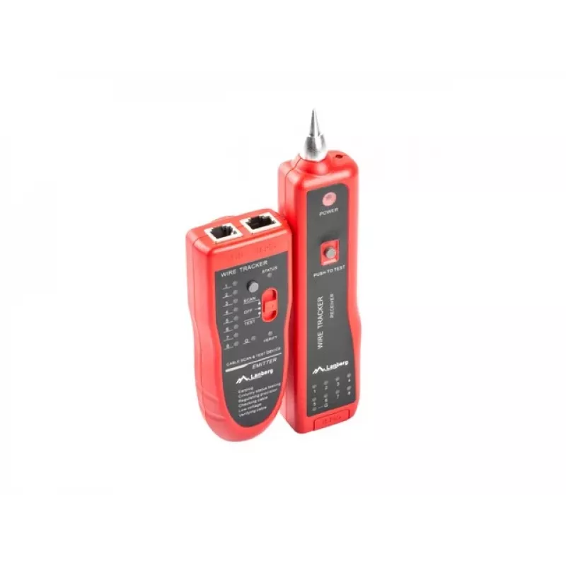 LANBERG Netzwerkkabeltester NT-0501 — RJ-11/RJ-12/RJ-45-Unterstützung, max. Länge 250 m, integrierte Batterie, LED-Anzeigen, schwarz