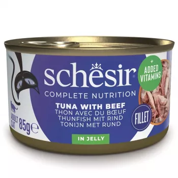 SCHESIR Thunfisch mit Rind in Gelee - Nassfutter für Katzen - 85g
