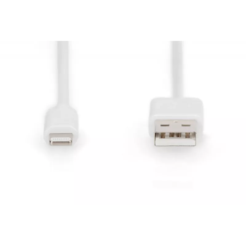 DIGITUS - Lightning-Kabel - Lightning (M) zu USB (M) - 1,0 m - Doppelisolierung - Weiß - Vergossen - für Apple iPad/iPhone/iPod (Lightning) (DB-600106-010-W)