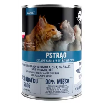 Nassfutter für Katzen PetRepublic Forellenstücke in Sauce 400 g — Forelle, feuchte Pastetenstückchen in Sauce