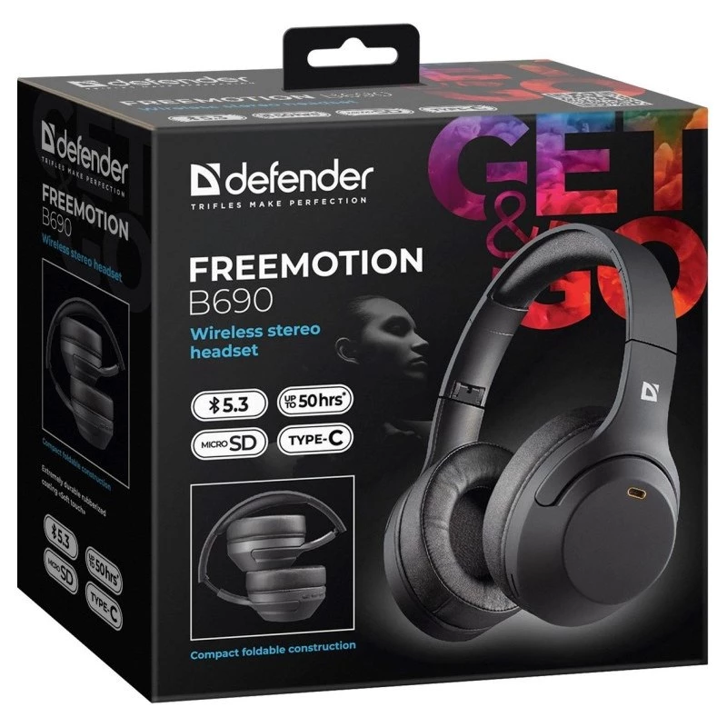 Kopfhörer Defender Bluetooth Freemotion B690 Schwarz