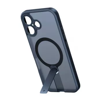 Schutzhülle Torras Pstand Spin für iPhone 16 Plus – Schwarz, klappbarer Ständer, schlanker Schutz