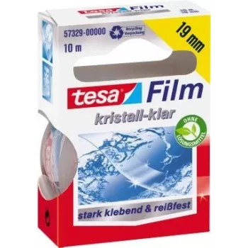 tesa Film, kristallklar, 19 mm x 10 m universelles Klebeband, aus PP-Folie, reißfest (57329-00000-02)